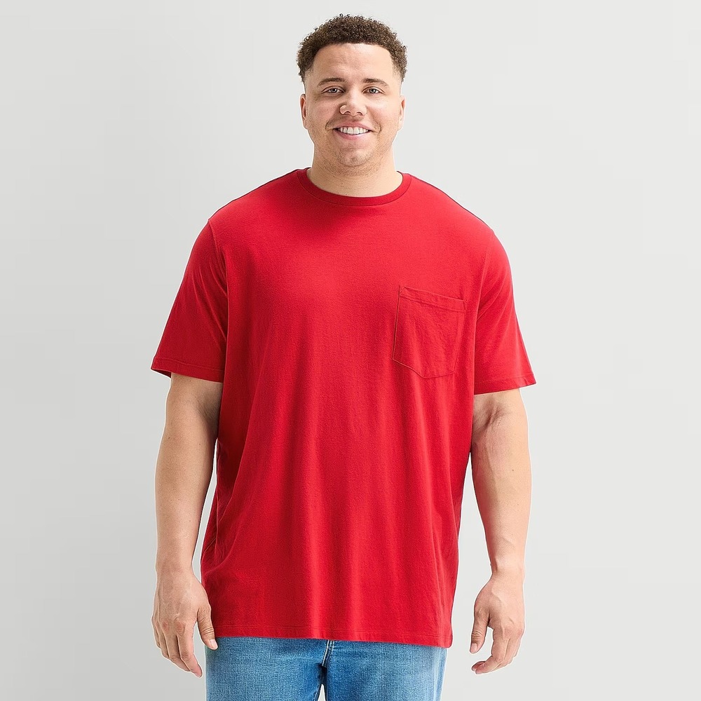 MSRP $25 St. John's Bay Mens 3XL Red Pocket Crew Neck Quick Dry T-Shirt Short